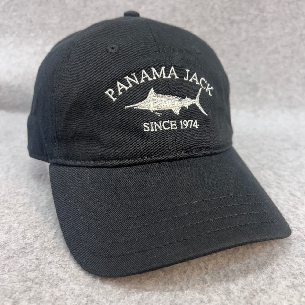 Panama Jack Marlin Fish Mens Black Panama Jack Baseball Hat Adjustable OSFM